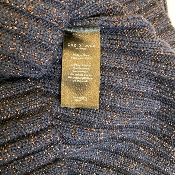 Rag & Bone Jubilee Merino Metallic Ribbed Knit Midi Skirt in Navy Size  S/P - Picture 11 of 12